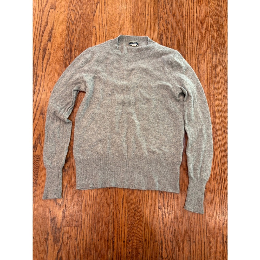 J.Crew Womens 100% Cashmere Crewneck Sweater Heather Gray XXS